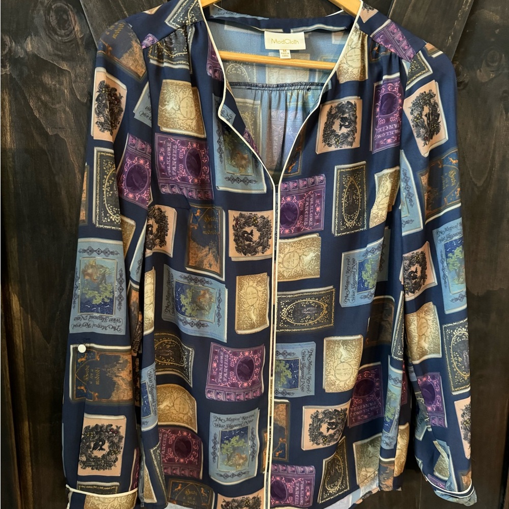 ModCloth Literary Book Blouse Medium